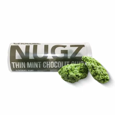 Mint Nugz edible with 400mg cannabis dosage, green and white package design.