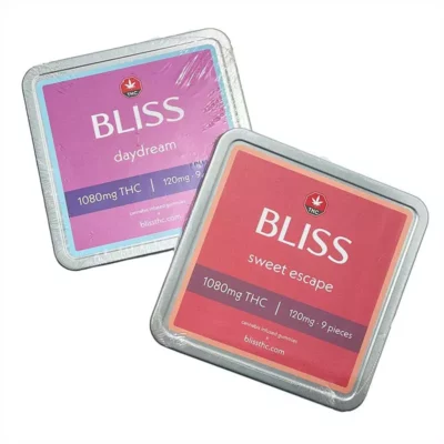 BLISS Cannabis Gummies - High Potency 1080mg THC Sweet Escape & Daydream Flavors.