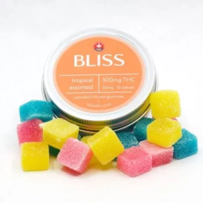BLISS 300mg THC Tropical Gummies - 15 Assorted Flavor Pieces.