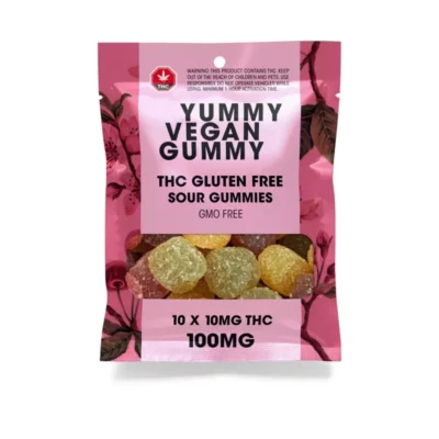 100mg THC Vegan Sour Gummies - Gluten-Free, Non-GMO Candy
