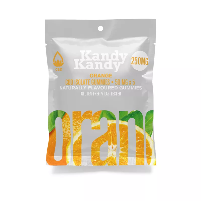 Kandy Kandy 250mg Orange CBD Isolate Gummies - Gluten-Free, Lab-Tested.