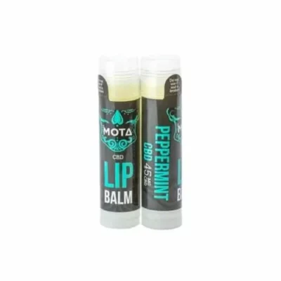 MOTA Peppermint CBD Lip Balm, 5mg Soothing Relief, Turquoise and Black Sticks.