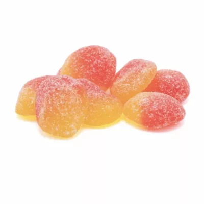Dual-flavored sugar-coated gummy candies with a tempting fruity taste.