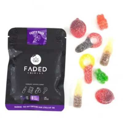Faded Edibles Party Pack - 180mg THC Gummies in assorted shapes and flavors