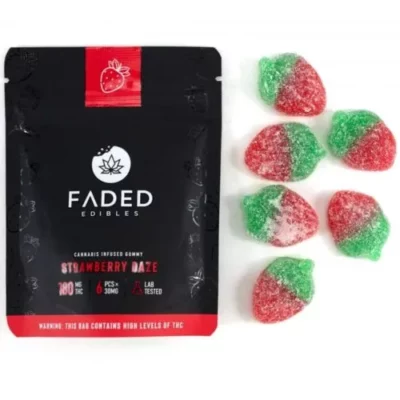 FADED Strawberry Haze Gummies with THC Warning Label