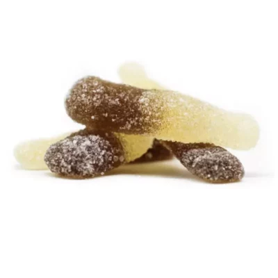 Sugar-coated cola gummies with tantalizing flavors and sparkling texture.