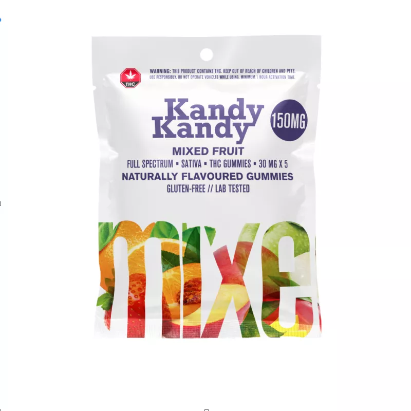 Kandy Kandy Mixed Fruit Sativa THC Gummies, 150mg, Gluten-Free