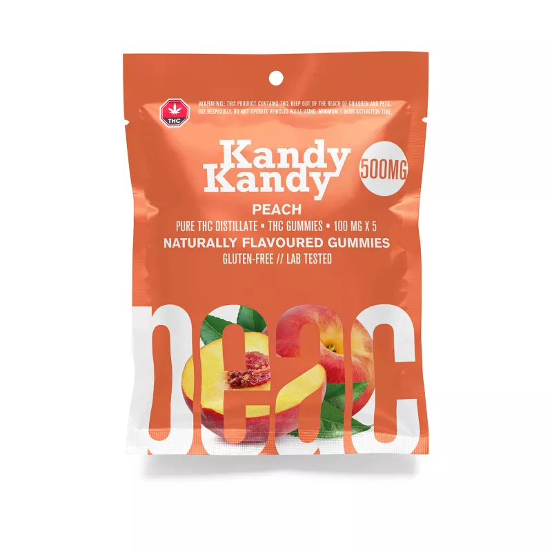 Kandy Kandy Peach Gummies with 500mg THC, Gluten-Free and Lab Tested
