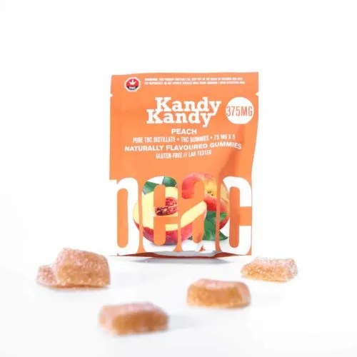 Kandy Kandy 375mg THC Peach Gummies with Sugary Coating