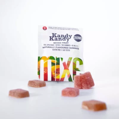 Kandy Kandy 200mg Full Spectrum Sativa THC Mixed Fruit Gummies, Sugar-Coated & Lab-Tested.