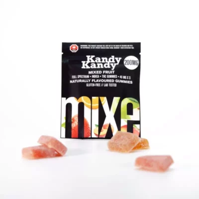 Kandy Kandy 200mg THC Indica Gummies - Mixed Fruit, Gluten-Free, Lab-Tested.