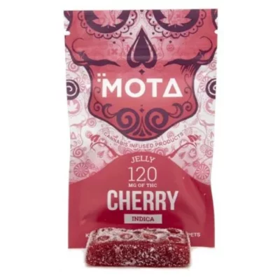 MOTA Cherry Jelly with 120mg THC - Indica Cannabis Edible Packaging