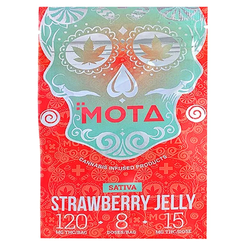 MOTA Strawberry THC Jelly, 120mg, 8 Doses with Sugar Skull Design