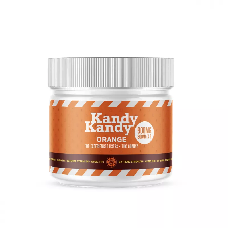 Kandy Kandy Extreme Strength 900MG Orange THC Gummy Container