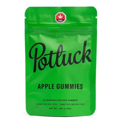 Potluck Apple Gummies, 200mg THC/CBD, Cannabis-Infused, 40g Package