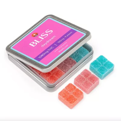 BLISS Daydream THC Gummies - Colorful 100mg Edibles, 9 Pieces in Tin Box