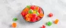 Assorted cannabis edibles gummies and chocolate pieces