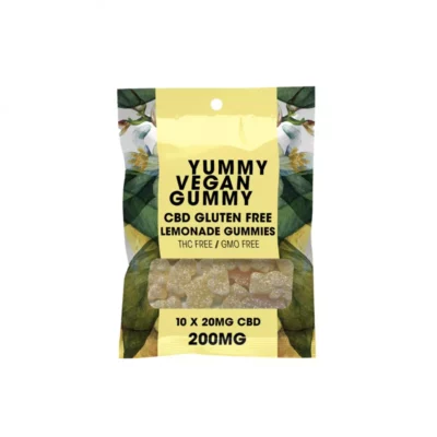Vegan CBD Lemonade Gummies, Gluten-Free, 200mg, THC-Free