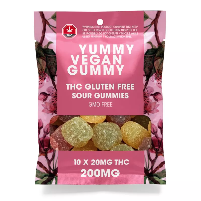 200mg Vegan THC Gummies - Gluten-Free, Non-GMO with Usage Warning