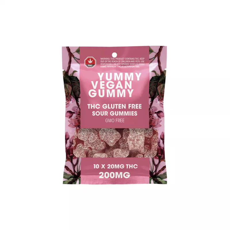 200mg Vegan THC Gummies - Gluten-Free, Non-GMO with Usage Warning