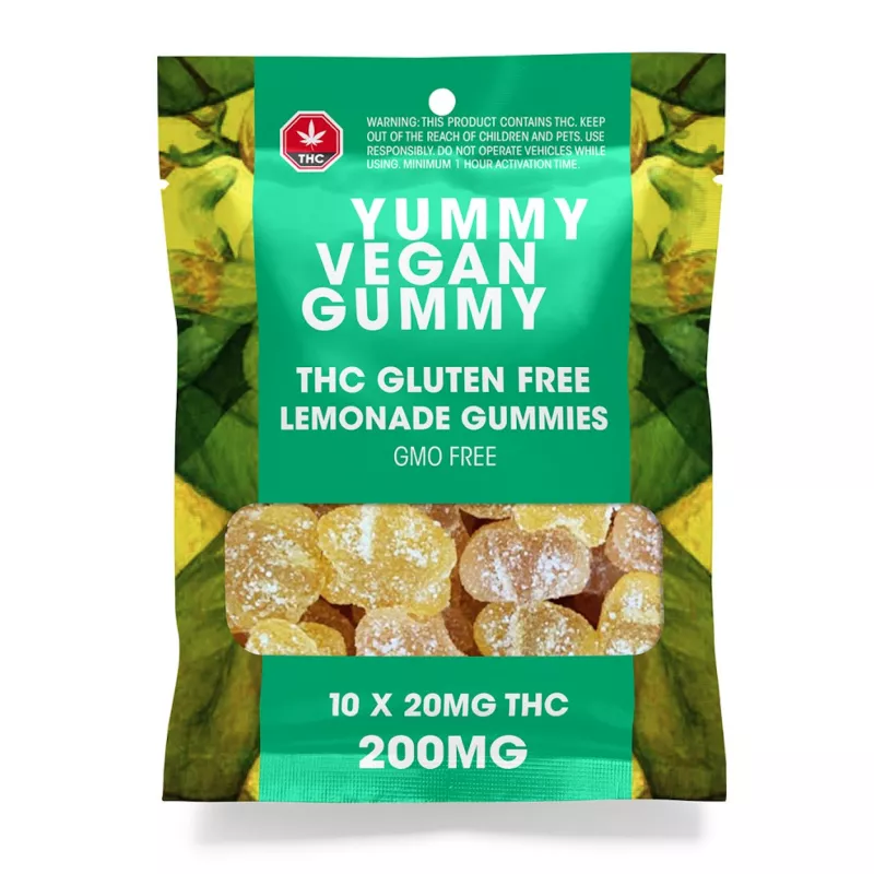 Vegan THC Lemonade Gummies, GMO-Free, 10-pack, 200mg total