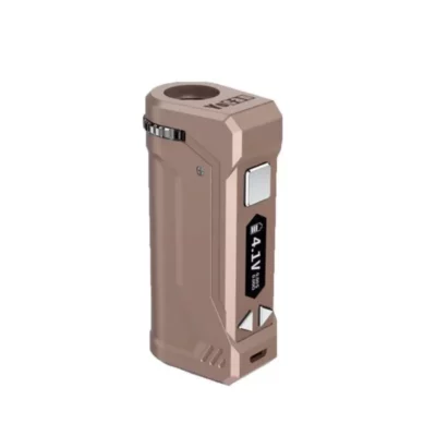 Yocan Unipro Champagne Brown Power Bank with 4.1V Digital Display and USB Port.