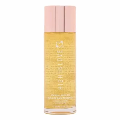 HighOnLove Sensual Bath Oil with Golden Hue and Elegant Heart Label