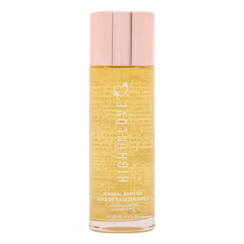 HighOnLove Sensual Bath Oil with Golden Hue and Elegant Heart Label