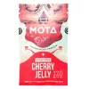 MOTA cannabis-infused cherry jelly, sugar-free, 120mg THC, festive red package with Day of the Dead design.