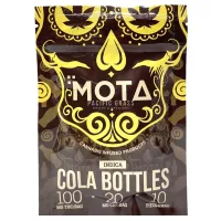 MOTA indica gummies cola bottle shape containing 120mg THC for evening relaxation
