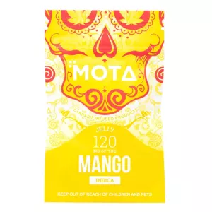 MOTA Mango Jelly 120MG THC - Indica Cannabis Edible Packaging.