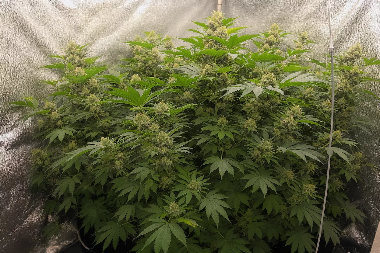 Indoor Cannabis Plants Lush cannabis plants thriving under grow lights