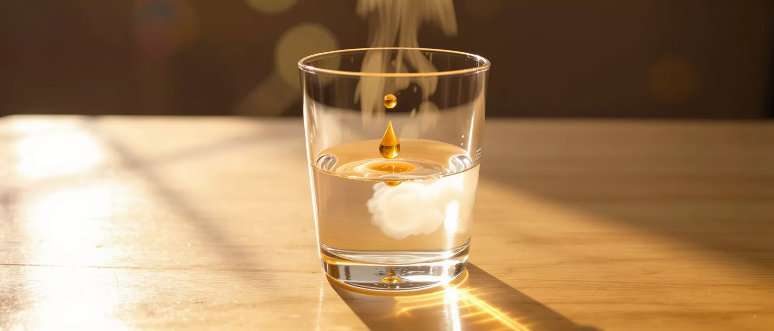 A glass of water with a droplet falling into it