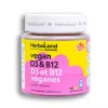 Vegan Vitamin D3 B12 gummies, Herbaland, raspberry flavor, Canadian, health supplement, 60 count.