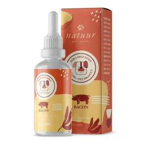 Natuur Pet Series Bacon CBD Oil Tincture for large dogs, 750mg, 30ml bottle and box.