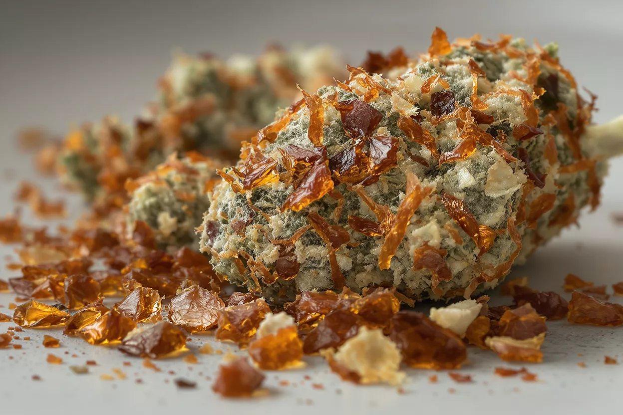 Bourgeons de cannabis avec kief Gros plan de bourgeons de cannabis couverts de kief