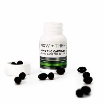 NOW + THEN 50mg THC Capsules - Bottle of 30 Gel Caps with Child-Resistant Cap