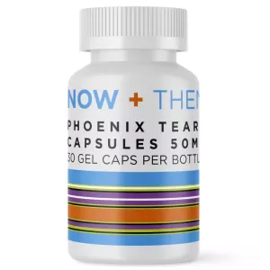 NOW + THEN Phoenix Tear Capsules 50mg bottle with 30 gel caps.