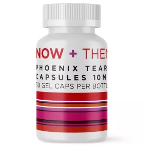 Phoenix Tear Capsules 10mg bottle with 30 gel caps and modern label design.