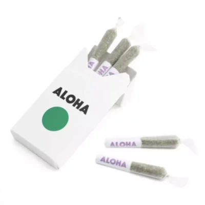 Aloha brand cannabis joints pack with pre-rolled sativa displayed