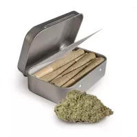 Lemon Skunk indica prerolls 10-pack tin by Reefer Kings