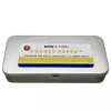Silver tin with THC logo, containing 0.5g mini pre-rolls, branded as Pocket Puffs.