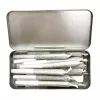 Silver tin box with pre-rolled joints neatly arranged inside for secure transport.