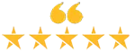 Five yellow stars with quotation marks above them