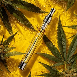 Premium sativa vape pen outdoor setting