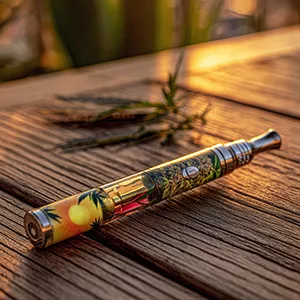 Premium sativa vape pen outdoor setting