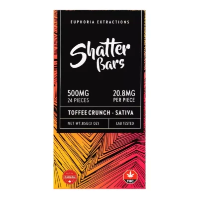 Euphoria Extractions 500mg Sativa Toffee Crunch Shatter Bar - Lab-Tested, Canadian Made.