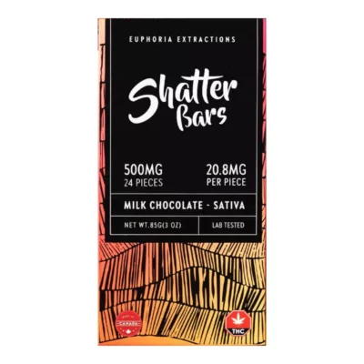 Euphoria Extractions Sativa Milk Chocolate Shatter Bar, 500mg THC, 24pc