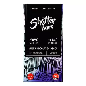 Indica Milk Chocolate Shatter Bars 250mg / 24pcs – Euphoria Extractions