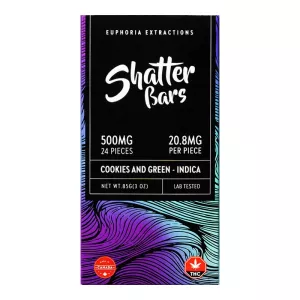 Cookies + Green Indica Shatter Bars 500mg / 24pcs – Euphoria Extractions